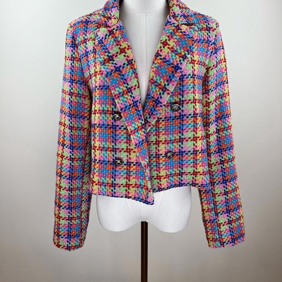 Vanessa Zani Made in Italy Cotton Multicolour Tweed Blazer Size M - Picture 2 of 9